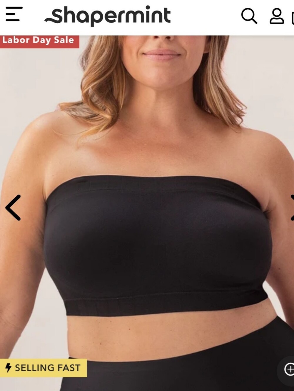 Shapermint Seamless Strapless Bandeau Bra - Black